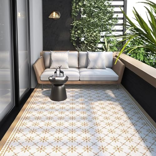 Teppich Wetterfest, UV-beständig Wendbar Faltbar Teppich Waschbar Für den Balkon Garten Teppich für Terrasse Picknick PVC Teppich Reversible Camping Patio Wasserdichter Außenbereich für Terrasse Teppich Wetterfest, UV-beständig Wendbar Faltbar Teppich Waschbar Für den Balkon Garten Teppich für Terrasse Picknick PVC Teppich Reversible Camping Patio Wasserdichter Außenbereich für Terrasse von LMLZRL