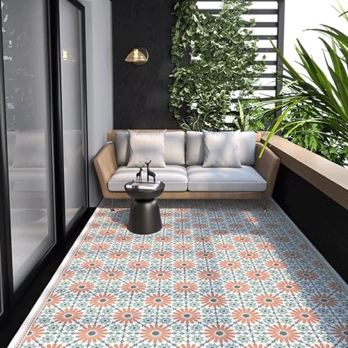 Teppich Wetterfest, UV-beständig Wendbar Faltbar Teppich Waschbar Für den Balkon Garten Teppich für Terrasse Picknick PVC Teppich Reversible Camping Patio Wasserdichter Außenbereich für Terrasse Teppich Wetterfest, UV-beständig Wendbar Faltbar Teppich Waschbar Für den Balkon Garten Teppich für Terrasse Picknick PVC Teppich Reversible Camping Patio Wasserdichter Außenbereich für Terrasse von LMLZRL