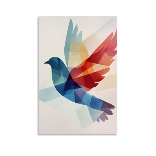 LMLZZZWD Abstrakte Tauben-Silhouette, die anmutig aus weichen geometrischen Formen auf festem Hintergrund entsteht. Zeitgenössische Wandkunst, Wandbild, dekoratives Poster, 20 x 30 cm von LMLZZZWD