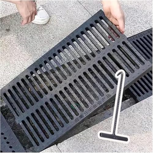 LMMIAOZ Entwässerungskanalabdeckung, Schwarze Abflussabdeckung für den Außenbereich, rechteckiges Abflussgitter, Kanalrost-Entwässerungssystem, Rutschfester Regenwasserkanal (50 x 20 x 2,5 cm) von LMMIAOZ