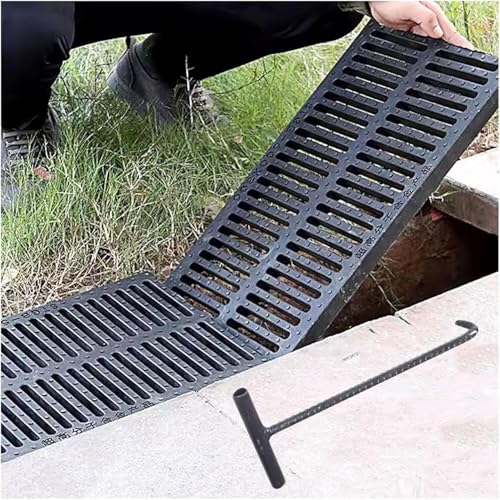 LMMIAOZ Entwässerungskanalabdeckung Terrassenablauf mit Gittern, Schwarze Abflussabdeckungen, Kanalfilter, rechteckige Regenwassergitter, Kanalentwässerungsgitterabdeckungen Regenabflusskanal (50 x von LMMIAOZ