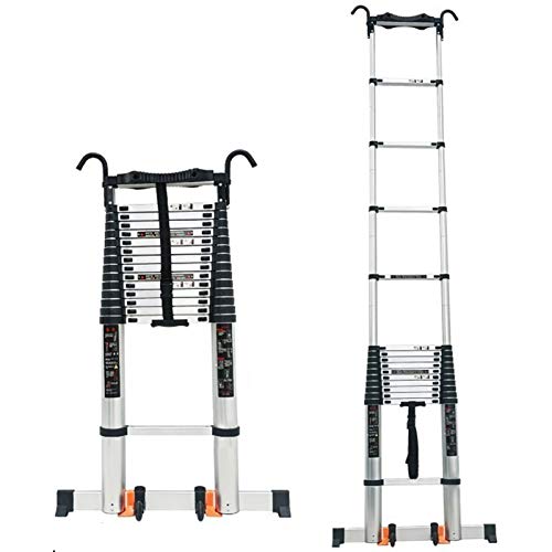 LMMIAOZ m/7 m/6 m/5 m/4 m/2 m/1 m hohe Teleskopleiter mit Haken. Aluminium-Ausziehleiter für den täglichen Gebrauch im Industriehaushalt oder im Notfall, Tragkraft 150 kg von LMMIAOZ