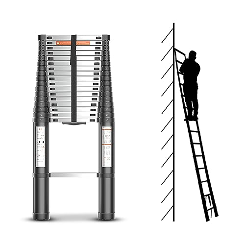 LMMIAOZ m 7 m 6 m 5,5 m 5 m 4,7 m 3,5 m 2,7 m Aluminium-Teleskopleiter, robuste, zusammenklappbare Teleskop-Ausziehleitern für Dächer, Wohnmobile, Dachböden, Häuser und Außenbere von LMMIAOZ