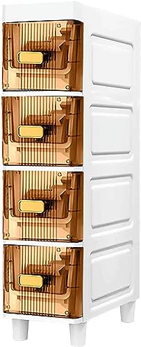 LMMIAOZ stapelbare Aufbewahrungsschubladen, 17,8 cm breiter, schmaler Badezimmerschrank, 3/4/5/6-stöckige Badezimmer-Unterschränke mit durchsichtigen Schubladen und Rädern, Toile von LMMIAOZ