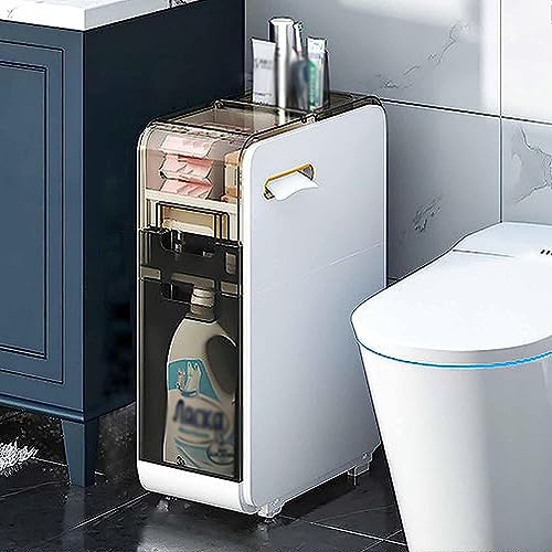LMMIAOZ stapelbare Aufbewahrungsschubladen, 2/3/4-stöckiger Badezimmer-Unterschrank, Badezimmer-Aufbewahrungsschrank mit Türen und Regalen, schmaler, hoher und schlanker Aufbewah von LMMIAOZ
