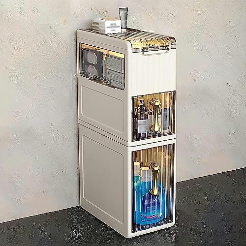 LMMIAOZ stapelbare Aufbewahrungsschubladen, Kleiner Badezimmer-Bodenschrank, schmaler Badezimmer-Organizer mit Schubladen und Rädern, schmaler Toilettenpapier-Aufbewahrungsschran von LMMIAOZ