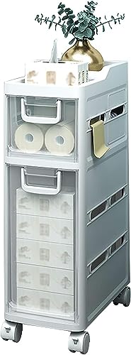 LMMIAOZ stapelbare Aufbewahrungsschubladen, Kleiner Badezimmer-Unterschrank-Organizer, seitlicher Toilettenschrank mit großer Kapazität, schmaler Badezimmer-Aufbewahrungsschrank, von LMMIAOZ