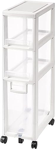 LMMIAOZ stapelbare Aufbewahrungsschubladen, schmaler Eck-Badezimmerschrank mit 4 Ebenen, Kleiner, schmaler Aufbewahrungsschubladenwagen mit großer Kapazität, durchsichtige Schubl von LMMIAOZ