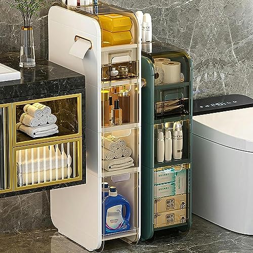 LMMIAOZ stapelbare Aufbewahrungsschubladen Badezimmer-Aufbewahrungsschrank Toiletten-Seitenaufbewahrungs-Organizer Freistehender Bodenschrank mit Regalen und Tür Badezimmermöbel, von LMMIAOZ