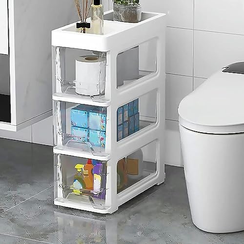 LMMIAOZ stapelbare Aufbewahrungsschubladen Badezimmer-Unterschrank, Aufbewahrungsschrank, 18 cm (7 Zoll), freistehender, schmaler Toilettenpapier-Aufbewahrungsschrank mit durchsi von LMMIAOZ
