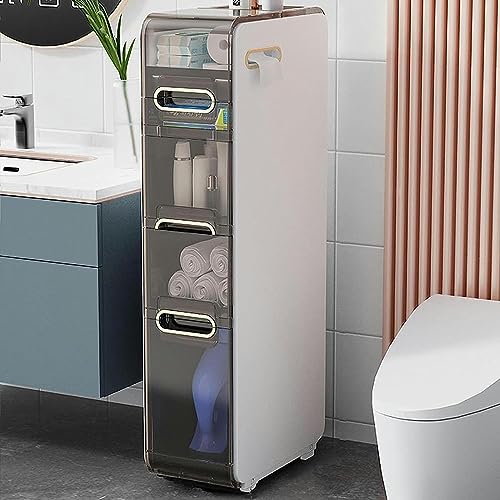 LMMIAOZ stapelbare Aufbewahrungsschubladen Badezimmer-Unterschrank mit Schubladenturm, schmaler Toilettenpapier-Aufbewahrungsschrank mit großer Kapazität und Rädern, schmaler KOM von LMMIAOZ