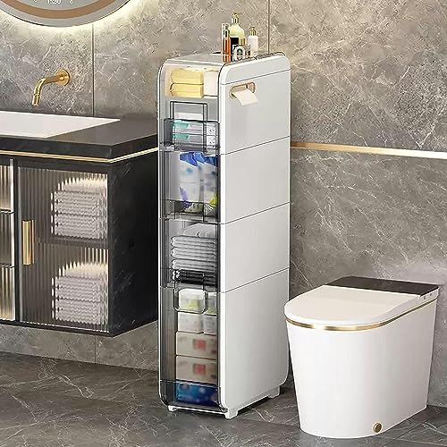 LMMIAOZ stapelbare Aufbewahrungsschubladen Eck-Unterschrank für Badezimmer, schmaler Toilettenpapierschrank mit Rollen, 2 Ebenen/3 Ebenen/4 Ebenen von LMMIAOZ