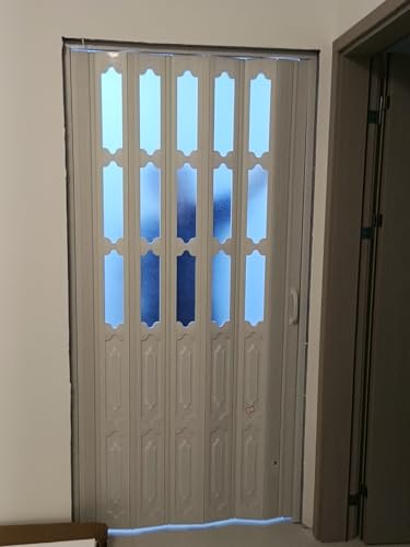 Weiße Akkordeon-Falttüren – platzsparende Ziehharmonika-Schiebetür für Küche, Bad, Schlafzimmer – mehrere Größen von 61 bis 203 cm – vielseitige Raumteiler- und Lamellent von LMMIAOZ