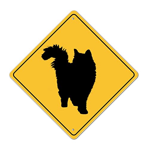 Cat Xing Crossing Schild Caution Cat Xing Retro Metall Blechschild Beware of Cat Crossing Warnschild Fade Resistant Tier Tier Schild Plaque für Lodge Road Man Cave Neuheit Geschenk 38,1 cm von LMMIXEE