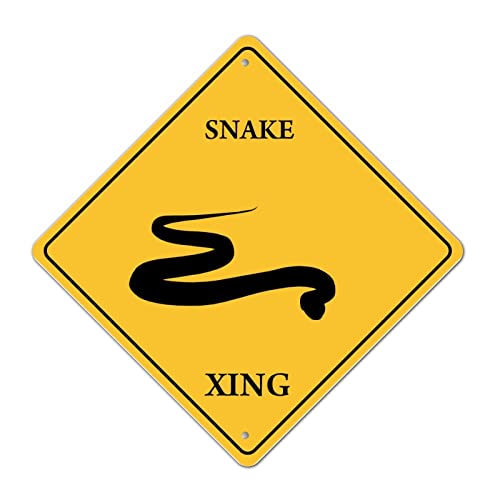 LMMIXEE Metallschild mit Aufschrift "Caution Snake Xing", lustiges Vintage-Straßenschild in Diamantform, Metall-Blechschild für Hütte, Männerhöhle, Scheune, 25,4 cm von LMMIXEE
