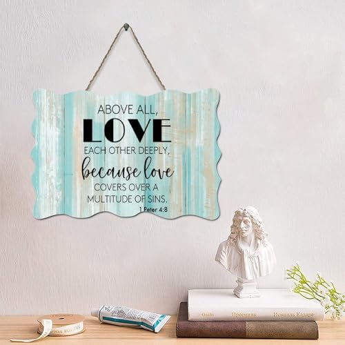 LMMIXEE Above All, Love Each Deeply Vintage Christliche Schrift Holzschild Christliche Wandkunst Rustikale Wanddekoration für Wohnzimmer Küche Retro Hängeschild 15,2 x 25,4 cm LMMIXEE Above All, Love Each Deeply Vintage Christliche Schrift Holzschild Christliche Wandkunst Rustikale Wanddekoration für Wohnzimmer Küche Retro Hängeschild 15,2 x 25,4 cm von LMMIXEE