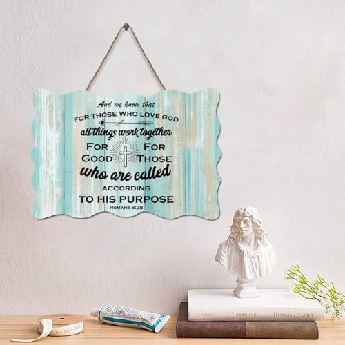 LMMIXEE And-we-know-that-for-those-who-love-God-all-things Holzschilder, Bibelvers, Holzschilder, rustikaler Wandaufhänger, Wandkunst, Jesus-Zitat für Zuhause, Schlafzimmer, Wohnzimmer von LMMIXEE