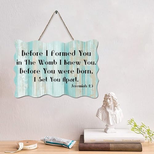 LMMIXEE Christliches Holzschild mit Bibelvers und Aufschrift "Before I Formed You in The Wood", rustikaler Wandaufhänger, Bauernhaus, Wandkunst, christlich für Schlafzimmer, Wohnzimmer von LMMIXEE