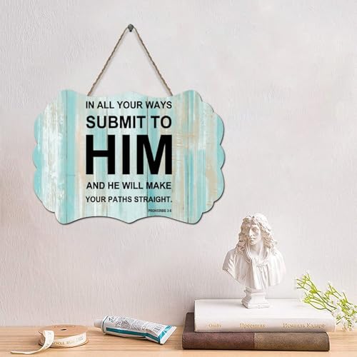 LMMIXEE Holzschild "In All Your Ways Submit to Him Proverbs 3:6", Jesus, Bibelvers, Holzschild, Wandkunst, rustikale Wanddekoration, religiöses Zitat für Zuhause, Küche, Badezimmer, Wohnzimmer, 10,2 x LMMIXEE Holzschild "In All Your Ways Submit to Him Proverbs 3:6", Jesus, Bibelvers, Holzschild, Wandkunst, rustikale Wanddekoration, religiöses Zitat für Zuhause, Küche, Badezimmer, Wohnzimmer, 10,2 x von LMMIXEE