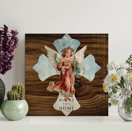 LMMIXEE Holzschild im Vintage-Stil, Engel mit Welt 71, Jesus, Bibelvers, Holzschild, rustikaler Wandaufhänger, Bauernhaus, Wandkunst, religiös für Zuhause, Schlafzimmer, Wohnzimmer, Hochzeitsgeschenke LMMIXEE Holzschild im Vintage-Stil, Engel mit Welt 71, Jesus, Bibelvers, Holzschild, rustikaler Wandaufhänger, Bauernhaus, Wandkunst, religiös für Zuhause, Schlafzimmer, Wohnzimmer, Hochzeitsgeschenke von LMMIXEE