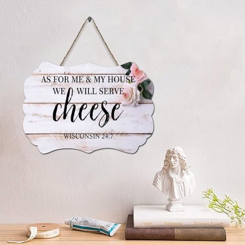 LMMIXEE Holzschild mit Aufschrift "As For Me & My House We Will Serve Cheese Wisconsin 24 7-1", Jesus Bibelvers, Holzschild, rustikale Jesus-Familie, Wandkunst für Küche, Schlafzimmer, Wohnzimmer LMMIXEE Holzschild mit Aufschrift "As For Me & My House We Will Serve Cheese Wisconsin 24 7-1", Jesus Bibelvers, Holzschild, rustikale Jesus-Familie, Wandkunst für Küche, Schlafzimmer, Wohnzimmer von LMMIXEE