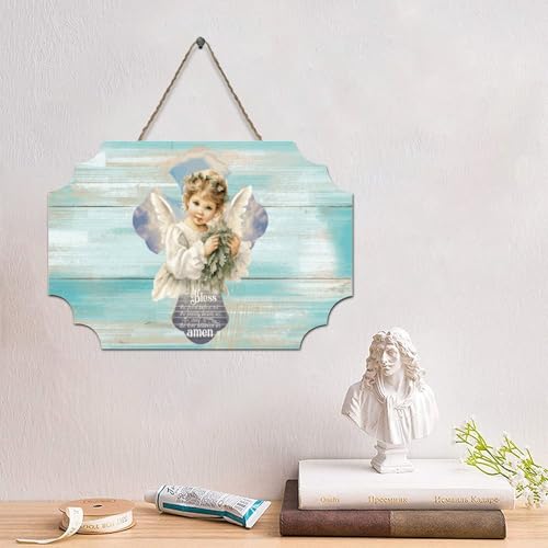LMMIXEE Holzschild mit Aufschrift "Bless The Food before Us", rustikale christliche Schrift, christliche, religiöse Wandkunst, rustikale Wanddekorationen für Wohnzimmer, Küche, Einweihungsgeschenk von LMMIXEE