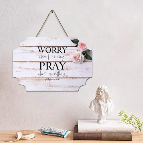 LMMIXEE Holzschild mit Aufschrift "Worry About Nothing Pray About Everything", Philipper 4 6, rustikaler Wandaufhänger, Wandkunst, Jesus-Zitat für Wohnzimmer, Schlafzimmer, 10,2 x 15,2 cm LMMIXEE Holzschild mit Aufschrift "Worry About Nothing Pray About Everything", Philipper 4 6, rustikaler Wandaufhänger, Wandkunst, Jesus-Zitat für Wohnzimmer, Schlafzimmer, 10,2 x 15,2 cm von LMMIXEE