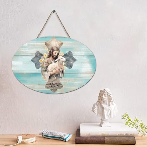 LMMIXEE Holzschild mit Bibelvers im Retro-Stil, Aufschrift "He Is Risen", Holzschilder mit Sprüchen, 10,2 x 15,2 cm, rustikale christliche Wandkunst, Bauernhaus-Dekoration, Küche, Einweihungsgeschenk von LMMIXEE
