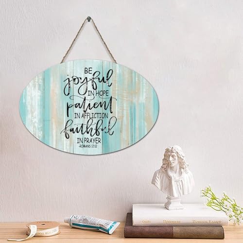 LMMIXEE Holzschild mit Bibelvers und Aufschrift "Be Joyful in Hope, Patient in Affliction", Wanddekoration, Wandkunst, Wandaufhänger, Schild mit christlichem Zitat für Schlafzimmer, Wohnzimmer LMMIXEE Holzschild mit Bibelvers und Aufschrift "Be Joyful in Hope, Patient in Affliction", Wanddekoration, Wandkunst, Wandaufhänger, Schild mit christlichem Zitat für Schlafzimmer, Wohnzimmer von LMMIXEE