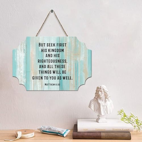 LMMIXEE Holzschild mit Bibelvers und Aufschrift "But Seek First His Kingdom", rustikaler Wandaufhänger, Bauernhaus, Wandkunst, christliches Zitat für Zuhause, Schlafzimmer, Wohnzimmer LMMIXEE Holzschild mit Bibelvers und Aufschrift "But Seek First His Kingdom", rustikaler Wandaufhänger, Bauernhaus, Wandkunst, christliches Zitat für Zuhause, Schlafzimmer, Wohnzimmer von LMMIXEE