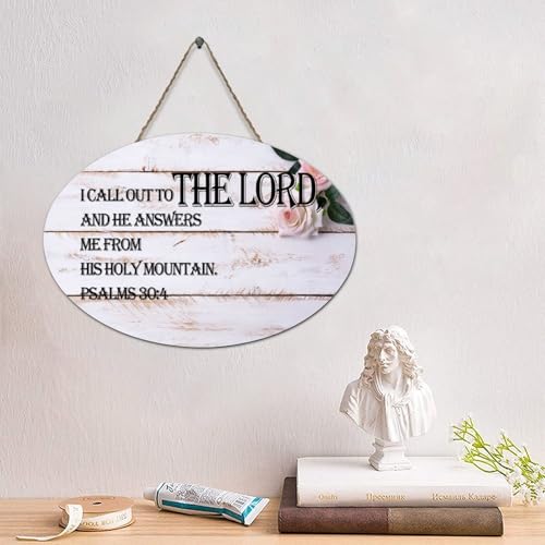 LMMIXEE Holzschild mit Bibelvers und Aufschrift "I Call Out to The Lord And He Answers Me from His Holy Mountain", Holzschild, Dekoration, Wandkunst, Wandaufhänger, Schild für Zuhause, Küche von LMMIXEE