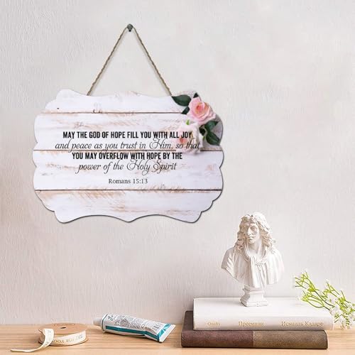LMMIXEE Holzschild mit Bibelvers und Aufschrift "May The God of Hope Fill You with All Joy And Peace As You Trust in Him", rustikale Familien-Wandkunst für Zuhause, Küche, Wohnzimmer, Café, Bar, 10,2 LMMIXEE Holzschild mit Bibelvers und Aufschrift "May The God of Hope Fill You with All Joy And Peace As You Trust in Him", rustikale Familien-Wandkunst für Zuhause, Küche, Wohnzimmer, Café, Bar, 10,2 von LMMIXEE
