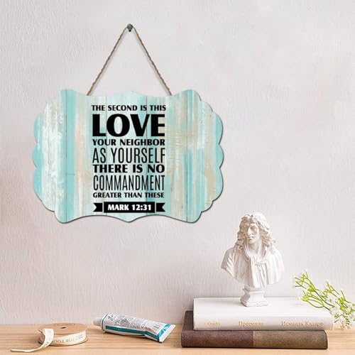 LMMIXEE Holzschild mit Bibelvers und Aufschrift "The Second Is This Spruch", rustikal, christlich, Wandkunst, Bauernhaus, Küche, Wandschild, Einweihungsgeschenk LMMIXEE Holzschild mit Bibelvers und Aufschrift "The Second Is This Spruch", rustikal, christlich, Wandkunst, Bauernhaus, Küche, Wandschild, Einweihungsgeschenk von LMMIXEE
