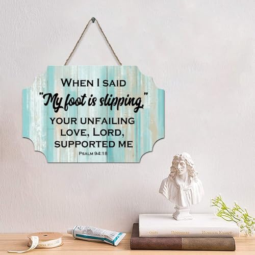 LMMIXEE Holzschild mit Bibelvers und Aufschrift "When I Said, My Foot Is Slipping, Your Unfailing Love", rustikal, christlich, Wandkunst, Küche, Einweihungsgeschenk LMMIXEE Holzschild mit Bibelvers und Aufschrift "When I Said, My Foot Is Slipping, Your Unfailing Love", rustikal, christlich, Wandkunst, Küche, Einweihungsgeschenk von LMMIXEE