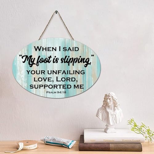 LMMIXEE Holzschild mit Bibelvers und Aufschrift "When I Said, My Foot Is Slipping, Your Unfailing Love", rustikal, christlich, Wandkunst, Küche, Einweihungsgeschenk LMMIXEE Holzschild mit Bibelvers und Aufschrift "When I Said, My Foot Is Slipping, Your Unfailing Love", rustikal, christlich, Wandkunst, Küche, Einweihungsgeschenk von LMMIXEE