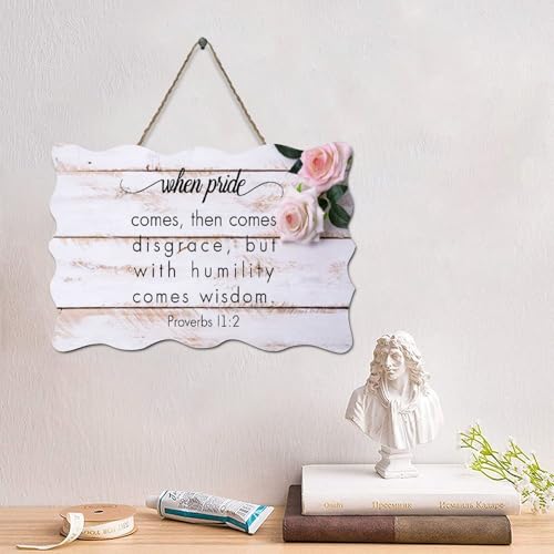 LMMIXEE Holzschild mit Bibelvers und Aufschrift "When Pride Comes, Then Comes Disgrace", rustikale Familienwandkunst, religiöser Glaube, für Zuhause, Küche, Badezimmer, Wohnzimmer, 15,2 x 25,4 cm LMMIXEE Holzschild mit Bibelvers und Aufschrift "When Pride Comes, Then Comes Disgrace", rustikale Familienwandkunst, religiöser Glaube, für Zuhause, Küche, Badezimmer, Wohnzimmer, 15,2 x 25,4 cm von LMMIXEE