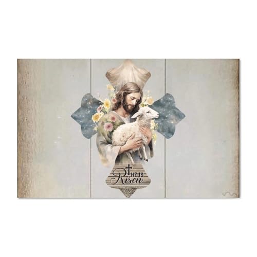 LMMIXEE Holzschild mit modernem Jesus Bibelvers "He Is Risen", 40,6 x 25,4 cm, christliches Bauernhaus, Wandkunst, Heimdekoration, Aufhänger, Familienwanddekoration für Schlafzimmer, Wohnzimmer LMMIXEE Holzschild mit modernem Jesus Bibelvers "He Is Risen", 40,6 x 25,4 cm, christliches Bauernhaus, Wandkunst, Heimdekoration, Aufhänger, Familienwanddekoration für Schlafzimmer, Wohnzimmer von LMMIXEE