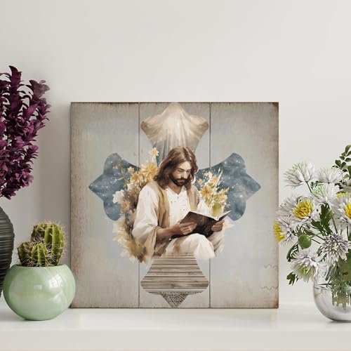 LMMIXEE Lustiges Holzpalettenschild mit Bibelvers zur Geburt Jesu, 20,3 x 20,3 cm, rustikale christliche Holz-Wandkunst, Bauernhaus-Dekoration, Küche, Retro-Schild, Einweihungsgeschenk LMMIXEE Lustiges Holzpalettenschild mit Bibelvers zur Geburt Jesu, 20,3 x 20,3 cm, rustikale christliche Holz-Wandkunst, Bauernhaus-Dekoration, Küche, Retro-Schild, Einweihungsgeschenk von LMMIXEE