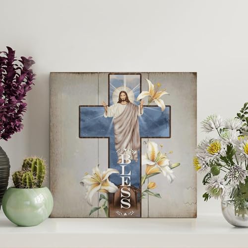 LMMIXEE Lustiges Jesus Bibelvers Holzpalettenschild Segen Holzschilder 20,3 x 20,3 cm Kunst Bauernhaus Wandkunst Heimdekoration Aufhänger Familie Wanddekoration für Zuhause, Küche, Badezimmer LMMIXEE Lustiges Jesus Bibelvers Holzpalettenschild Segen Holzschilder 20,3 x 20,3 cm Kunst Bauernhaus Wandkunst Heimdekoration Aufhänger Familie Wanddekoration für Zuhause, Küche, Badezimmer von LMMIXEE