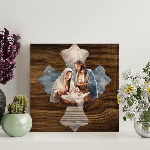 LMMIXEE Moderner, rustikaler Bibelvers aus Holz, Palettenschild zur Geburt Jesu, Kreuz-Holzschilder mit Zitaten, 20,3 x 20,3 cm, rustikale christliche Holzkunst, Bauernhaus-Dekoration, Küche LMMIXEE Moderner, rustikaler Bibelvers aus Holz, Palettenschild zur Geburt Jesu, Kreuz-Holzschilder mit Zitaten, 20,3 x 20,3 cm, rustikale christliche Holzkunst, Bauernhaus-Dekoration, Küche von LMMIXEE