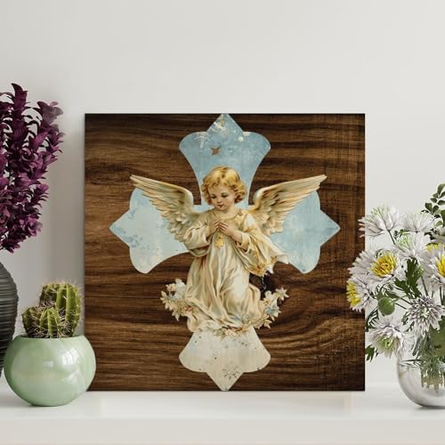LMMIXEE Rustikale Holzschilder mit Bibelvers, Engelskreuz, Wandkunst, Vintage-Schrift, Holzschild, Bauernhaus, Wanddekoration für Zuhause, Männerhöhle, Tür, Veranda, Gartenparty, 30,5 x 30,5 cm LMMIXEE Rustikale Holzschilder mit Bibelvers, Engelskreuz, Wandkunst, Vintage-Schrift, Holzschild, Bauernhaus, Wanddekoration für Zuhause, Männerhöhle, Tür, Veranda, Gartenparty, 30,5 x 30,5 cm von LMMIXEE