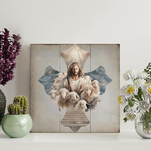 LMMIXEE Rustikales Bibelvers Holzpalettenschild Geburt Jesus-Szene Kreuz Holzschilder 20,3 x 20,3 cm rustikale christliche Holz-Wandkunst Bauernhaus-Dekor Küche Retro Hängeschild Einweihungsgeschenk LMMIXEE Rustikales Bibelvers Holzpalettenschild Geburt Jesus-Szene Kreuz Holzschilder 20,3 x 20,3 cm rustikale christliche Holz-Wandkunst Bauernhaus-Dekor Küche Retro Hängeschild Einweihungsgeschenk von LMMIXEE