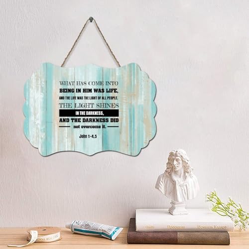 LMMIXEE Rustikales Jesus-Bibelvers Holzschild mit Aufschrift "What Has Come Into Being in Him Was Life", Retro-Schrift, Holzschild, Wanddekoration für Zuhause, Männerhöhle, Tür, Veranda, Garten, Party LMMIXEE Rustikales Jesus-Bibelvers Holzschild mit Aufschrift "What Has Come Into Being in Him Was Life", Retro-Schrift, Holzschild, Wanddekoration für Zuhause, Männerhöhle, Tür, Veranda, Garten, Party von LMMIXEE