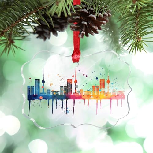 LMMIXEE Südkorea Seoul City Skyline Weihnachtsbaumschmuck Stadt Wahrzeichen Personalisierte Weihnachtsschmuck 2024 Lustiges Acryl Land Stadt Souvenir Andenken Geschenke für Familie Freund von LMMIXEE