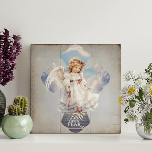 LMMIXEE Vintage-Bibelvers Holzpalettenschild "Faith over Fear", Wandschild, 20,3 x 20,3 cm, rustikal, christlich, Wandkunst, Bauernhaus-Dekoration, Küche, Retro-Schild, Einweihungsgeschenk LMMIXEE Vintage-Bibelvers Holzpalettenschild "Faith over Fear", Wandschild, 20,3 x 20,3 cm, rustikal, christlich, Wandkunst, Bauernhaus-Dekoration, Küche, Retro-Schild, Einweihungsgeschenk von LMMIXEE