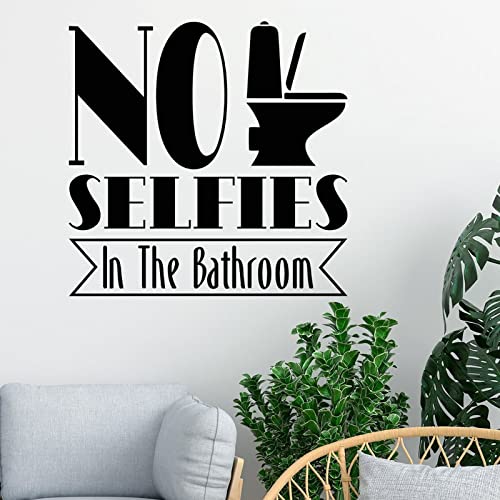 Lmmixee Vinyl-Wandaufkleber mit Aufschrift "No Selfies in The Bathroom", zum Abziehen und Aufkleben, Bauernhaus-Wandkunst, Heimdekoration für Schlafzimmer, Wohnzimmer, Spielzimmer, Büro, 61 cm von LMMIXEE