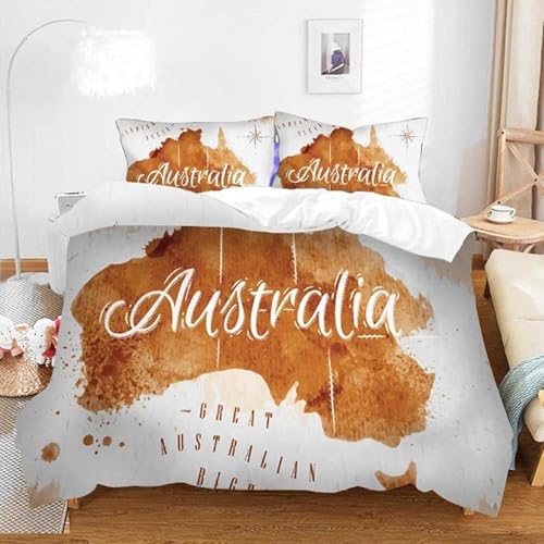 LMMSMGS Bettwäsche 135x200 Australien Bettwäsche-Sets– Weiches Mikrofaser-Set mit Bettbezug 135x200 + 1 Kissenbezüge 80x80 mit Reißverschluss Eckbinder für Mädchen Jungen von LMMSMGS