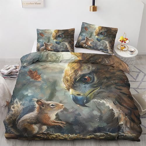 LMMSMGS Bettwäsche 135x200 Eichhörnchen Adler Bettwäsche-Sets– Weiches Mikrofaser-Set mit Bettbezug 135x200 + 1 Kissenbezüge 80x80 mit Reißverschluss Eckbinder für Mädchen Jungen LMMSMGS Bettwäsche 135x200 Eichhörnchen Adler Bettwäsche-Sets– Weiches Mikrofaser-Set mit Bettbezug 135x200 + 1 Kissenbezüge 80x80 mit Reißverschluss Eckbinder für Mädchen Jungen von LMMSMGS