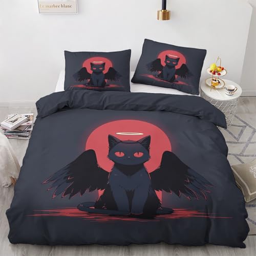 LMMSMGS Bettwäsche 135x200 Schwarz Katze Bettwäsche-Sets– Weiches Mikrofaser-Set mit Bettbezug 135x200 + 1 Kissenbezüge 80x80 mit Reißverschluss Eckbinder für Mädchen Jungen LMMSMGS Bettwäsche 135x200 Schwarz Katze Bettwäsche-Sets– Weiches Mikrofaser-Set mit Bettbezug 135x200 + 1 Kissenbezüge 80x80 mit Reißverschluss Eckbinder für Mädchen Jungen von LMMSMGS