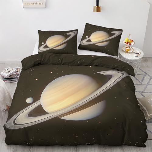 LMMSMGS Bettwäsche 140x200 70x90 Jupiter Bettwäsche-Sets– Weiches Mikrofaser-Set mit Bettbezug 140x200 + 1 Kissenbezüge mit Reißverschluss Eckbinder für Mädchen Jungen von LMMSMGS